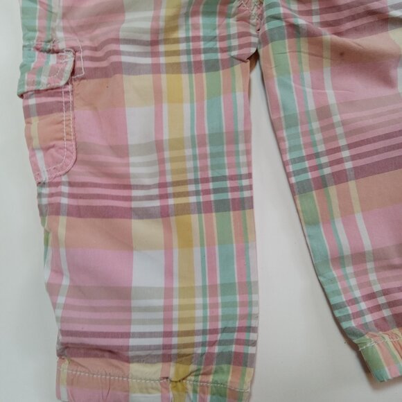 Joe Fresh Kids Child Long Shorts Size 5 Plaid Pink Green Beach Coastal School - Picture 10 of 11